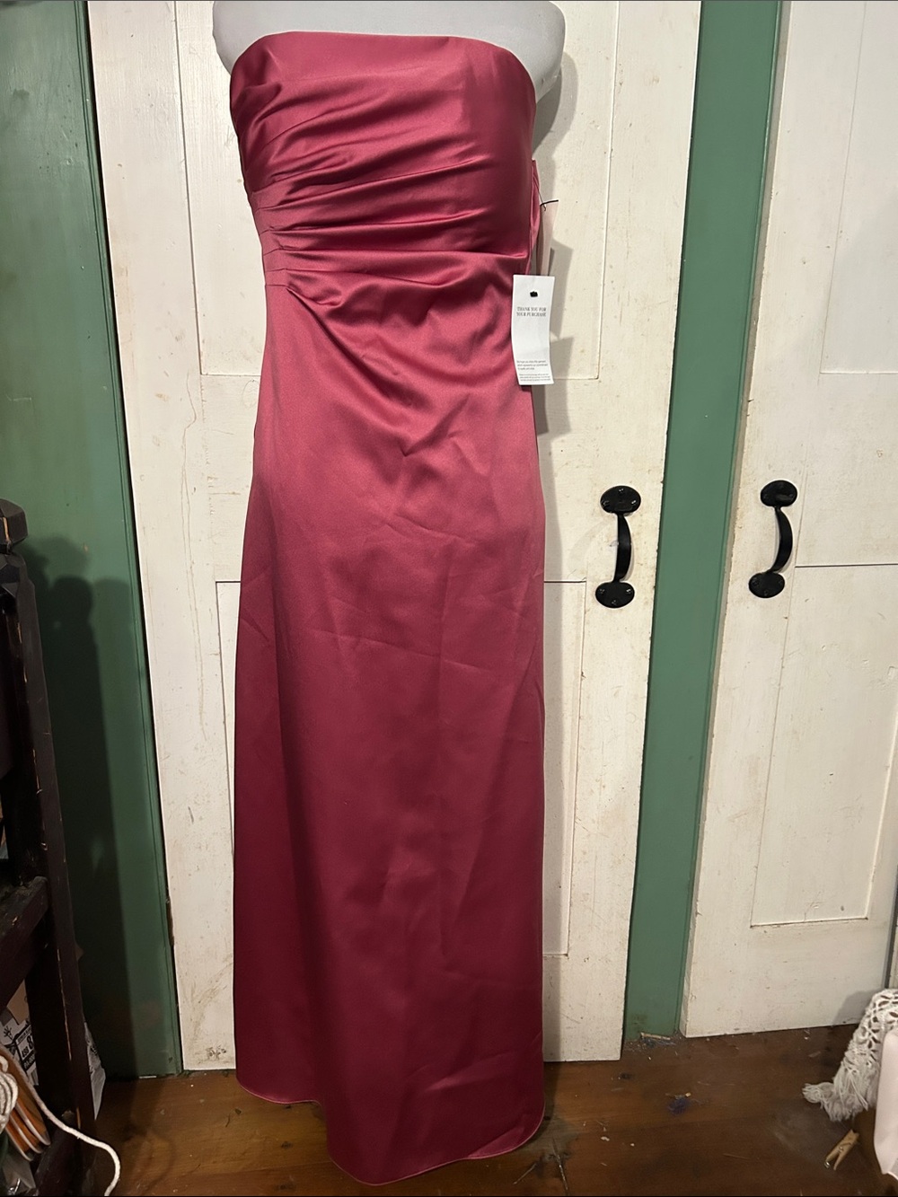 NWT Gown ABS Allen Schwartz Collection Satin Formal Bridesmaid Cotillion Prom